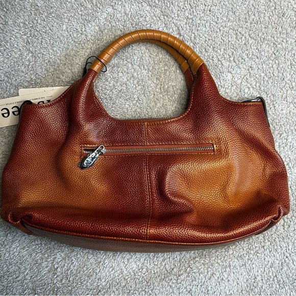 Brown Leather Shoulder Bag with Hobo Silhouette - Picture 3 of 7